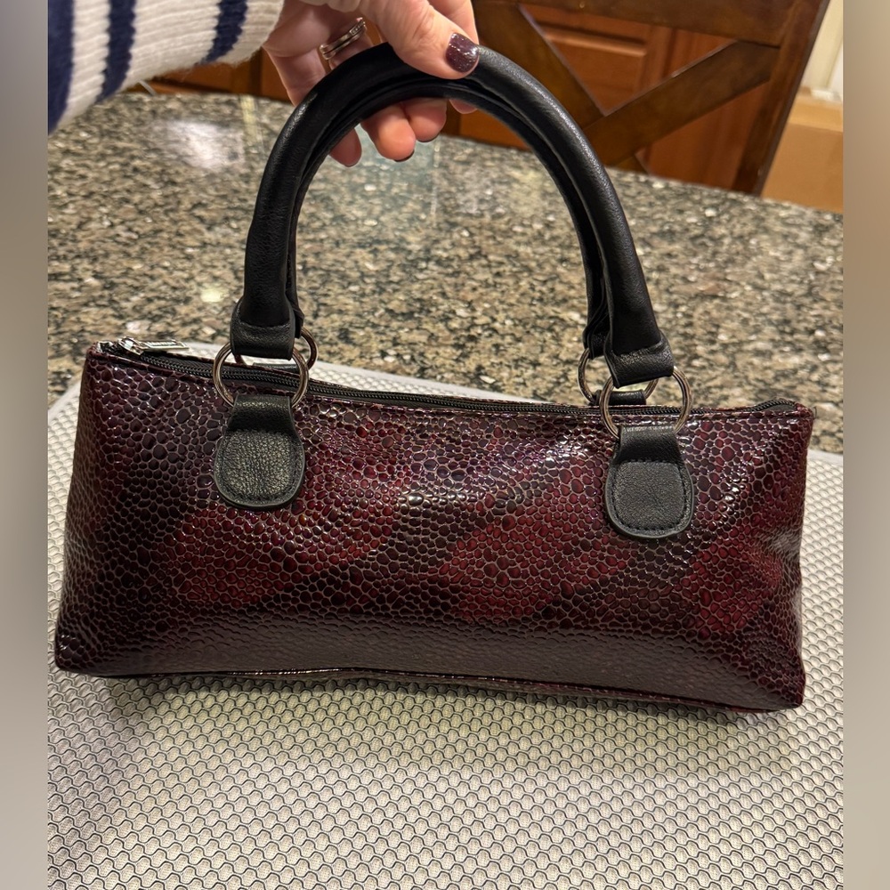 Primeware Insulated Wine Hand Bag Burgundy Croc Party Festival Functional Gift